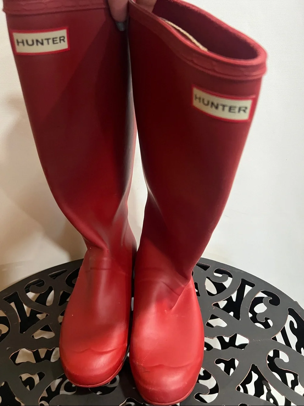 Hunter Red Women's Rain Boots with Side Buckles